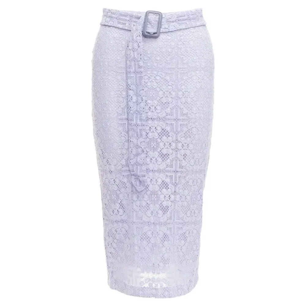 Burberry Lace Belted Pencil Skirt
